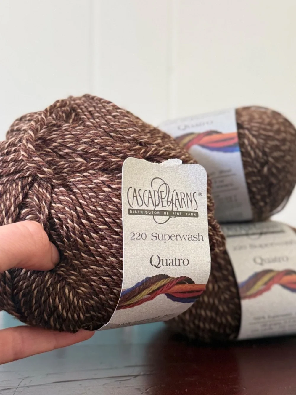 (4) Cascade 220 Superwash Quatro Yarn - Brown Bear, Same Dye Lot *discontinued*